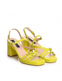 Sandale piele toc gros Galben Lime Alessia - The5thelement.ro