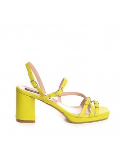 Sandale piele toc gros Galben Lime Alessia - The5thelement.ro