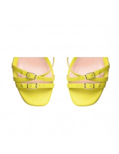 Sandale piele toc gros Galben Lime Alessia - The5thelement.ro