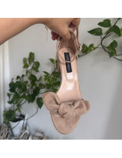 Sandale piele toc gros Zoe Bej - The5thelement.ro
