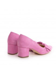 Pantofi stiletto piele naturala Roz Bow Cut - The5thelement.ro