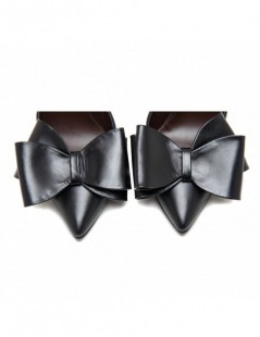 Pantofi stiletto piele naturala Negru cu funda - The5thelement.ro