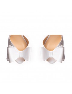 Sandale cu platforma piele naturala Alb cu funda Destiny - The5thelement.ro