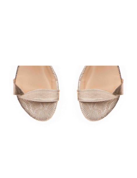 Sandale dama piele fara toc Auriu Tulip - The5thelement.ro