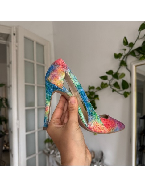 Pantofi stiletto piele naturala Rainbow - The5thelement.ro