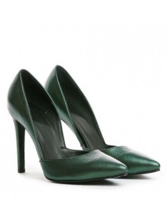 Pantofi stiletto piele naturala Verde - The5thelement.ro