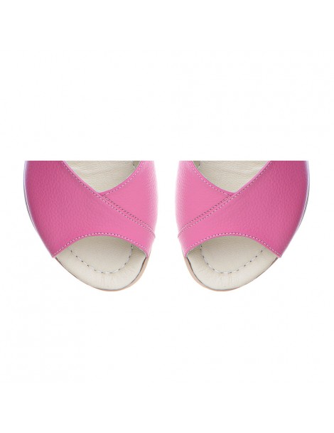 Sandale dama piele fara toc Fucsia Nomad - The5thelement.ro