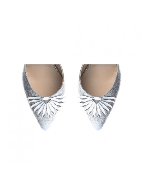 Pantofi Piele Naturala dama Argintiu Fancy Flats - The5thelement.ro