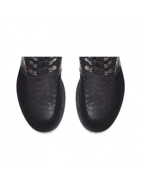 Bocanci dama Chunky Black Piele Naturala - The5thelement.ro