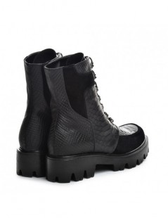 Bocanci dama Chunky Black Piele Naturala - The5thelement.ro