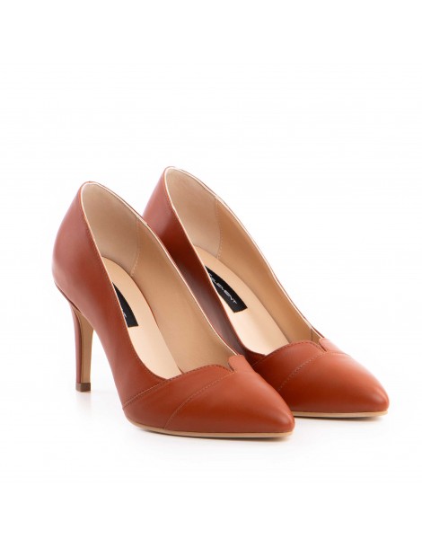 Pantofi stiletto piele naturala Caramiziu Yuki - The5thelement.ro