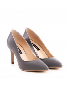 Pantofi stiletto piele naturala Gri Ivy - The5thelement.ro