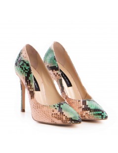 Pantofi stiletto piele naturala Verde Luxury - The5thelement.ro