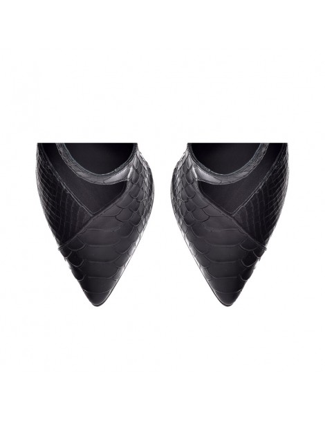 Pantofi Dama Piele Naturala Negru  Muse Snake - The5thelement.ro