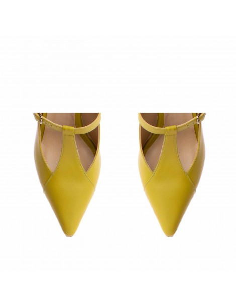 Pantofi stiletto piele naturala Verde Lime Donna - The5thelement.ro