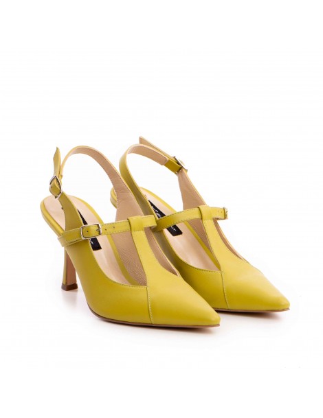 Pantofi stiletto piele naturala Verde Lime Donna - The5thelement.ro