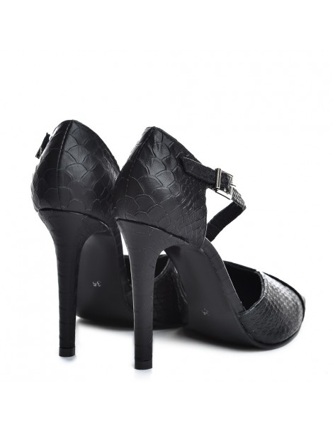 Pantofi Dama Piele Naturala Negru  Muse Snake - The5thelement.ro