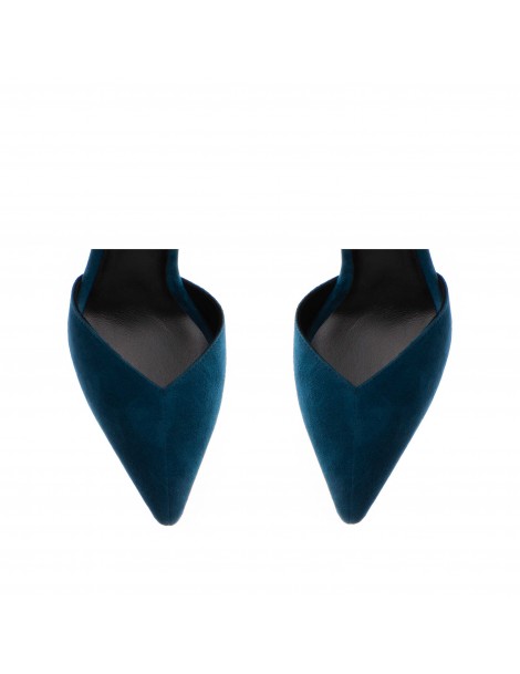 Pantofi stiletto piele naturala Turcoaz Classy - The5thelement.ro