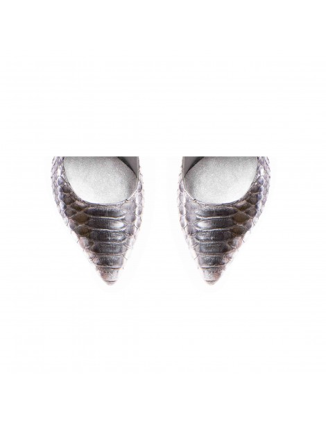 Pantofi stiletto piele naturala Argintiu Luxury - The5thelement.ro