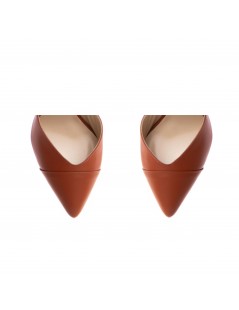 Pantofi stiletto piele naturala Caramiziu Curve - The5thelement.ro