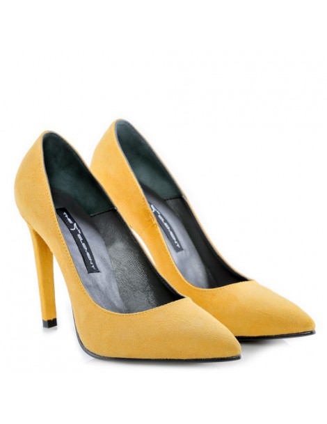 Pantofi dama Yellow Velvet Piele Naturala - The5thelement.ro