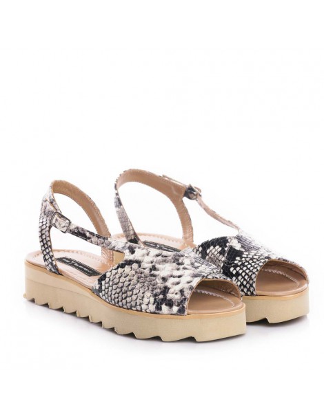 Sandale dama piele fara toc Gri Romy - The5thelement.ro