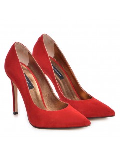 Pantofi Stiletto Piele Naturala Classic Rosu - The5thelement.ro