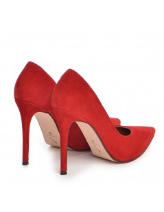 Pantofi Stiletto Piele Naturala Classic Rosu - The5thelement.ro