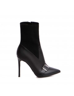 Botine Dama Piele Naturala Neagra Sleek - The5thelement.ro