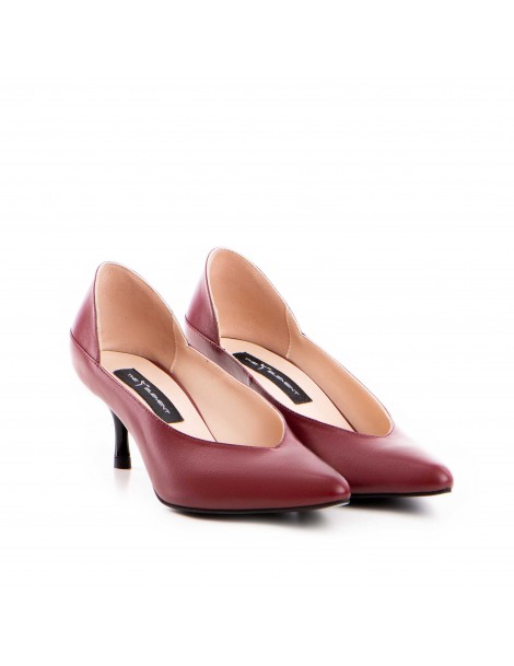 Pantofi stiletto piele naturala Visiniu Celine - The5thelement.ro
