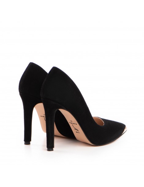 Pantofi stiletto piele naturala Negru Gold - The5thelement.ro