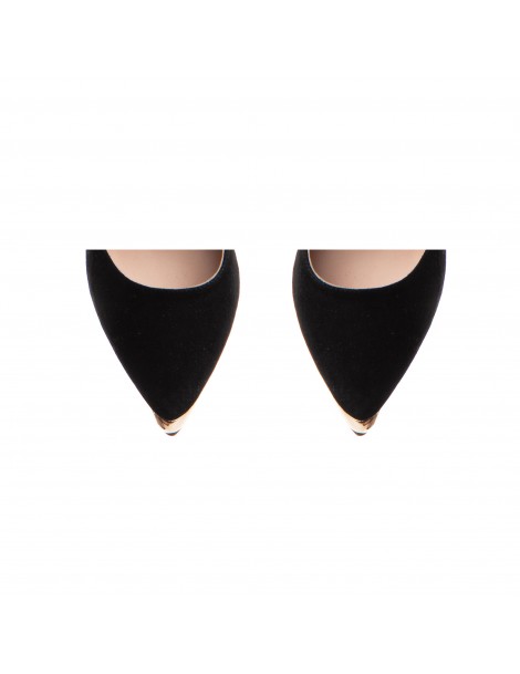 Pantofi stiletto piele naturala Negru Gold - The5thelement.ro