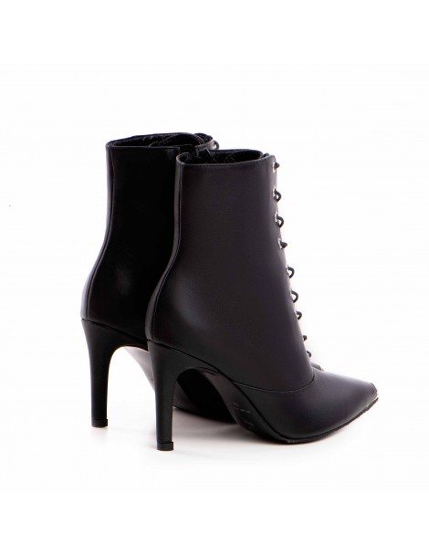 Botine dama Lace-Up Negru Silver Piele Naturala - The5thelement.ro