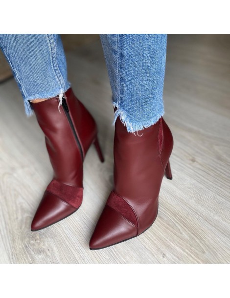 Botine dama Piele Naturala Burgundy Chloe - The5thelement.ro