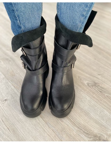 Bocanci dama Piele Naturala Negru Hazel - The5thelement.ro