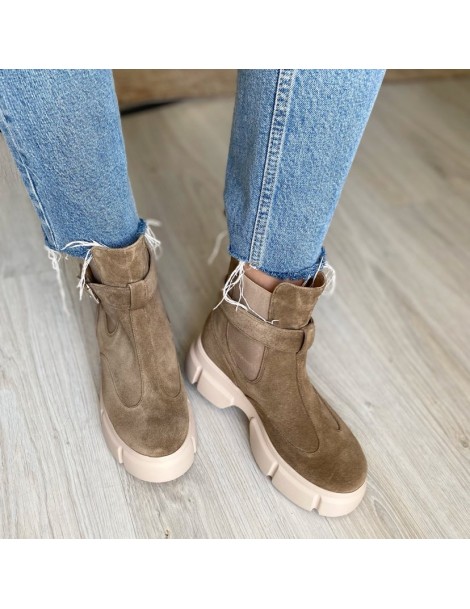 Bocanci dama Piele Naturala Bej Masha - The5thelement.ro