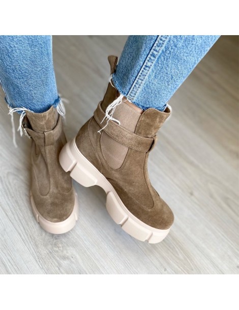 Bocanci dama Piele Naturala Bej Masha - The5thelement.ro