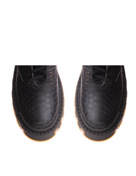 Bocanci dama Piele Naturala Negru Print Sheba - The5thelement.ro