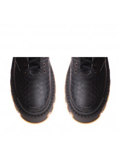 Bocanci dama Piele Naturala Negru Print Sheba - The5thelement.ro