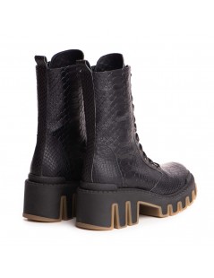 Bocanci dama Piele Naturala Negru Print Sheba - The5thelement.ro