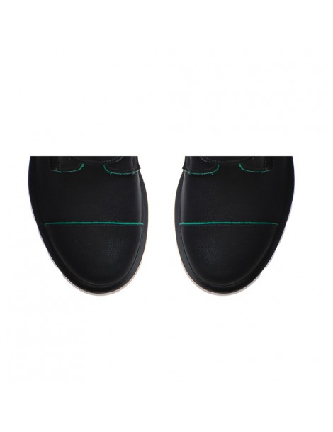 Bocanci dama Piele Naturala Negru Fringe - The5thelement.ro