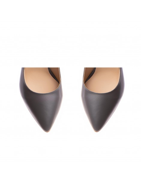 Pantofi stiletto piele naturala Gri Ivy - The5thelement.ro