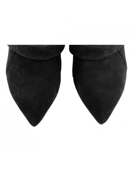 Ghete dama cu platforma Urban Black Velvet Piele Naturala - The5thelement.ro