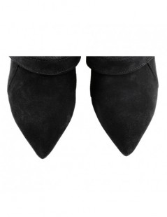 Ghete dama cu platforma Urban Black Velvet Piele Naturala - The5thelement.ro