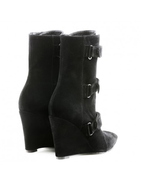 Ghete dama cu platforma Urban Black Velvet Piele Naturala - The5thelement.ro