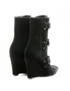 Ghete dama cu platforma Urban Black Velvet Piele Naturala - The5thelement.ro