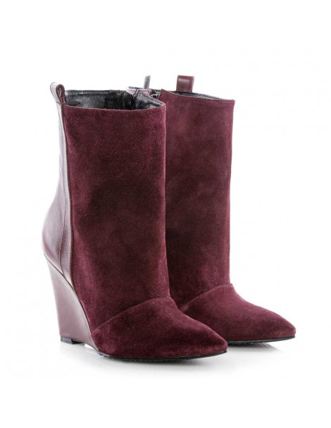 Ghete dama cu platforma Burgundy Fall Piele Naturala - The5thelement.ro