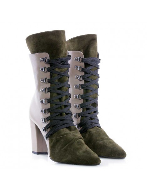 Ghete dama Piele Naturala Wrap Khaki - The5thelement.ro