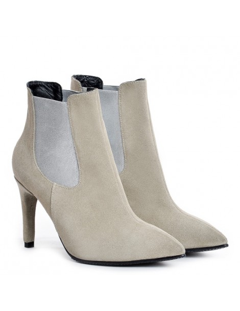 Botine dama All Day Gri Piele Naturala - The5thelement.ro
