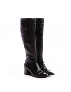 Cizme Dama Piele Naturala Negru Print Melina - The5thelement.ro